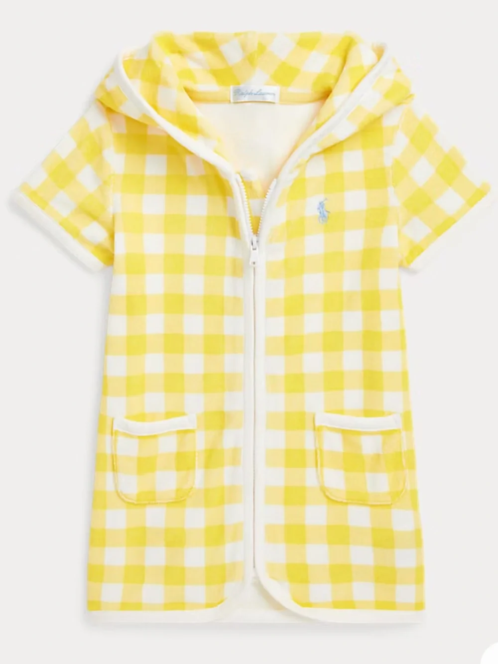 Ralph Lauren Polo Swim Swimsuit Zip One Piece Hooded Terry Gingham Cover Up 4T